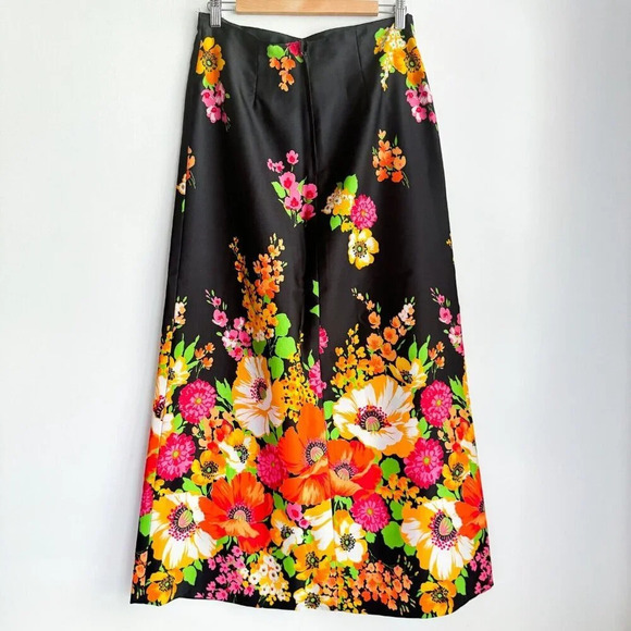 Vintage Floral Colourful High Wiast A line Maxi Skirt M - Picture 7 of 7